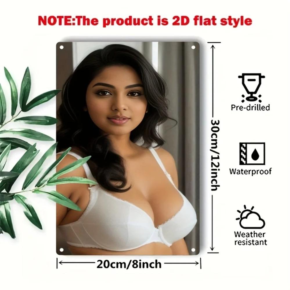 Metal Wall Art Woman Portrait Iron Plaque for Home Bar Cafe Decor Wall Decor