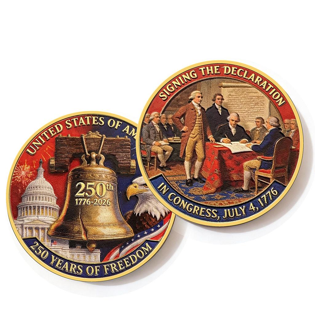 250th Anniversary Commemorative Coin Independence Day Founding Medal Challenge Coin Embossed Metal Coin Color Printed Badge