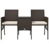 VidaXL Canapé de jardin 2 places avec table et tabourets marron rotin, canapé d'extérieur, salon de jardin, meuble de patio, 317625