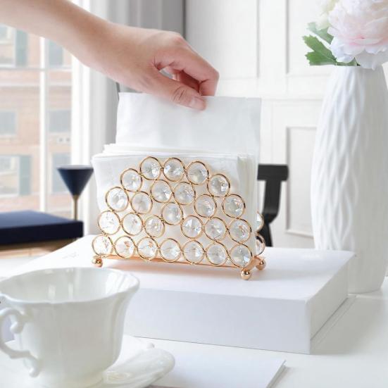 Yousheng Crystal Napkin Holder, Stable Vertical Storage Napkin Stand, with Anti-Slip Feet, Durable Rust-Proof Tissue Dispenser for Home And
