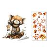 Decorative Window Film for Autumn Decor Static Sticker with Cute Animals & Maple Leaves, Removable Harvest Durable Clings Store Fronts
