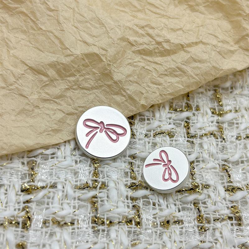 5Pcs Korean INS Cute Sweety Bow Metal Flat Button Women Coat Sweater Knitted Cardigan Craft Deco Clothing DIY Sewing Accessories