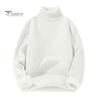 Men Winter Pullover Thickened Turtleneck Sweater Fleece Lined Warm Knitted Long Sleeve Top Casual Loose Fit for Home Office Street Wear Solid Color