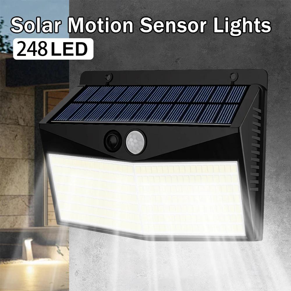 248 LED Outdoor Solar Power Lights Motion Sensor 3 Modes Waterproof Security Flood Lights for Pathway Garden Garage Lamp