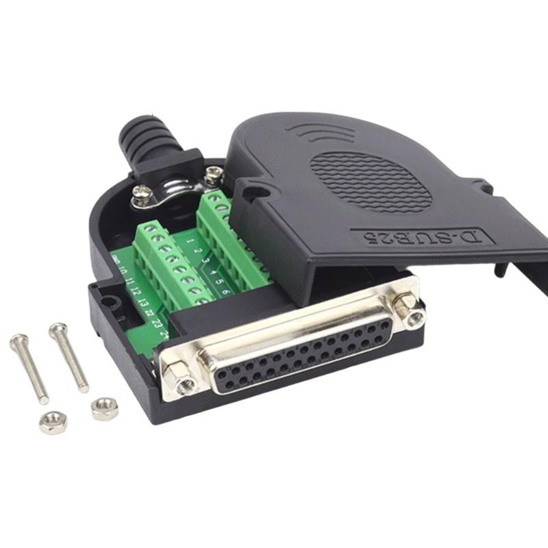 DB25 RS232 Terminal Connector Adapter Flexible Tail Sleeve Screw Lock Design RS232 Joint Not Need Welding