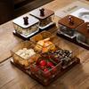 Japanese Style Vintage Divided Fruit Bowl with Lid Home Living Room Nuts Candy Biscuit Storage Bowl Square Fruit Tray Home Decor