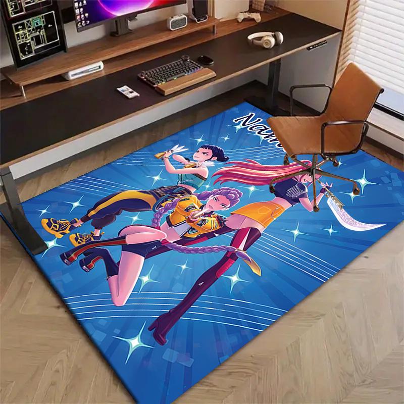 Custom KPop Demon Hunters Mat Personalized Name, Polyester Washable Indoor Entryway Rug, Gift for Christmas, Easter, Thanksgiving Day