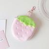 Zipper Design Plush Strawberry Keychain Lipstick Card Bag Earphone Bag Key Pendant  Student