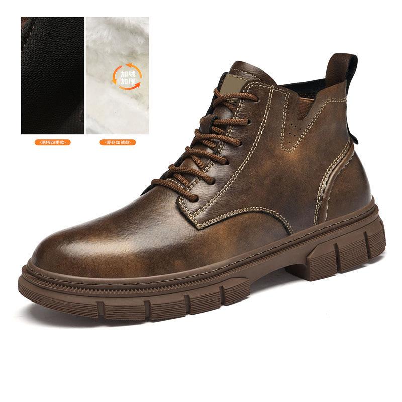 Popular Martin Boots Men's Shoes Spring and Autumn Boots Medium Top Men's Boots British High Top Short Boots Casual Tooling Shoes