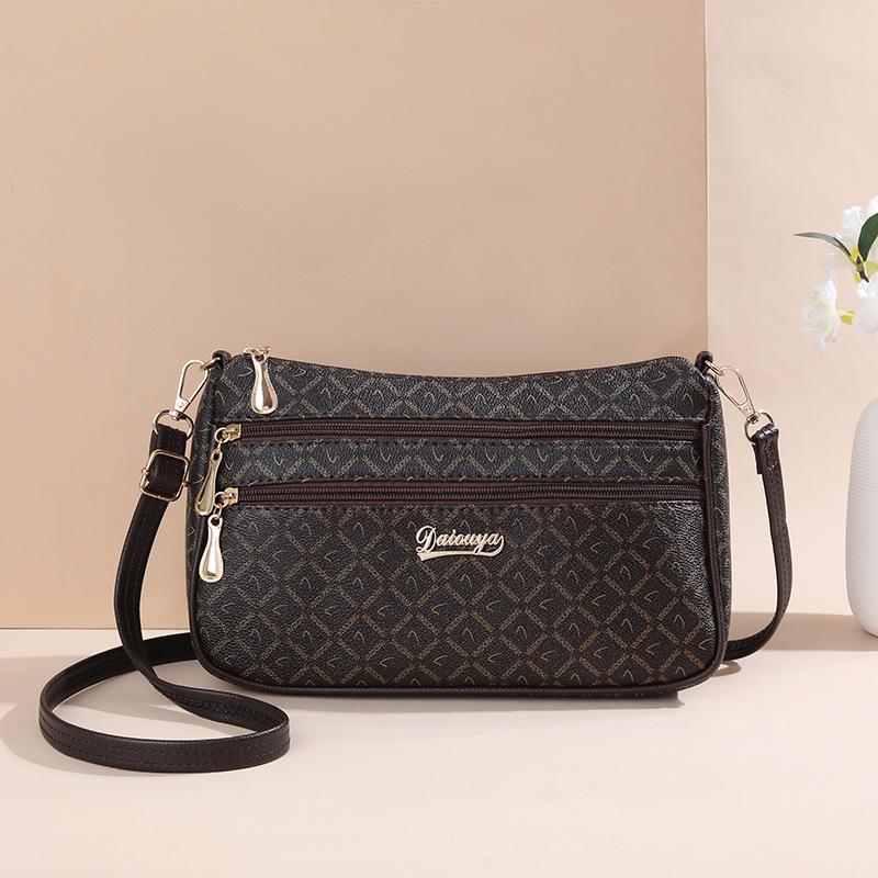 New bag multi-layer zipper oblique span bag large capacity versatile shoulder bag fashionable small square bag