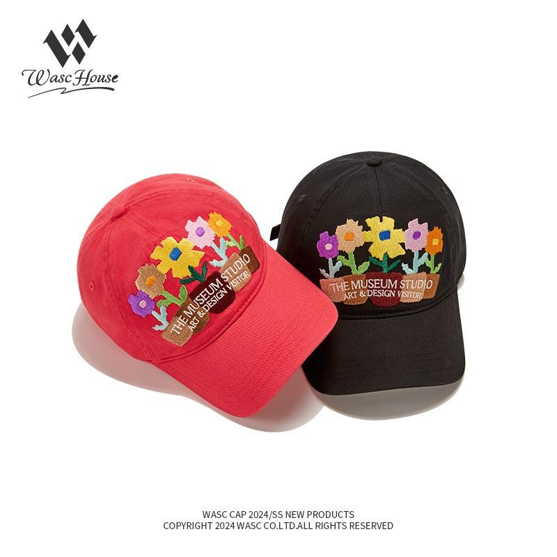 Korean Five-pot Flower Embroidery Baseball Cap Female Couple Soft Top Street Shade Sunscreen Cap Male