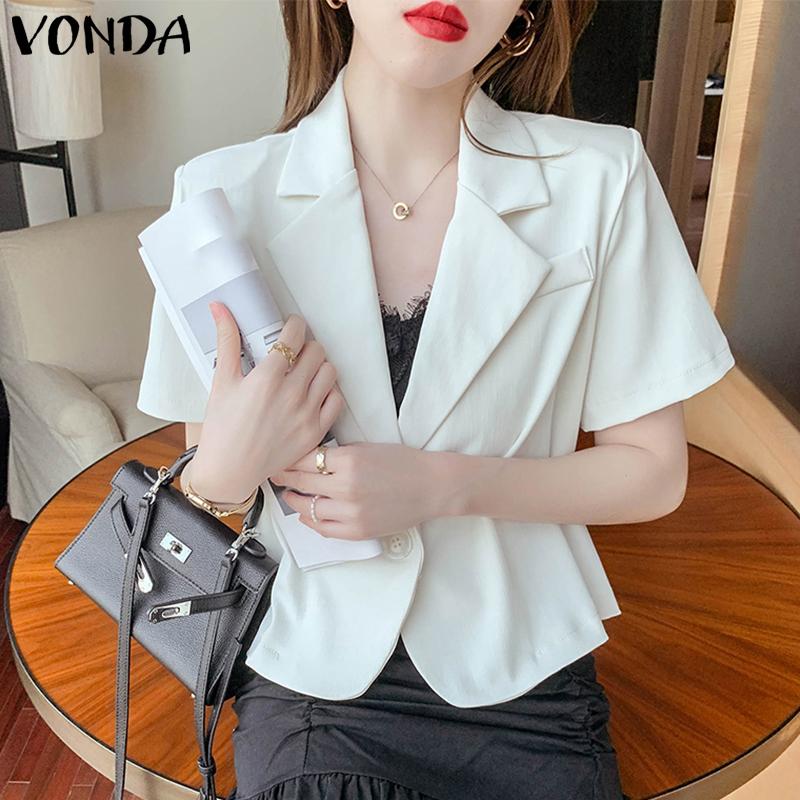 

Летние женские однотонные блейзеры VONDA с ​​короткими рукавами