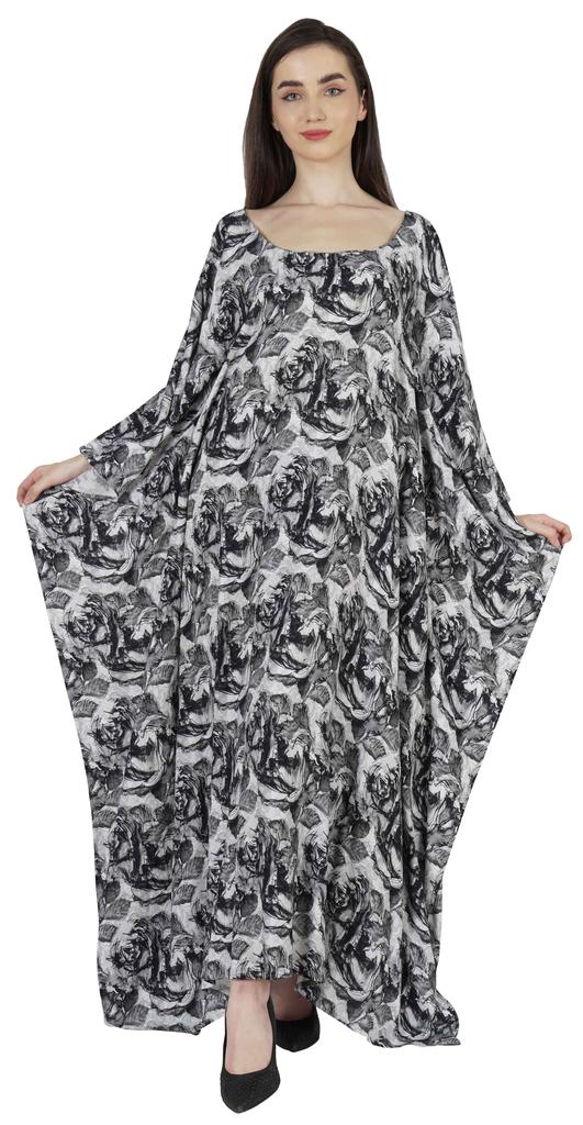 Moomaya Long Kaftan Maxi Dress For Women  s Kimono Sleeves Beachwear Cover Up Plus Size