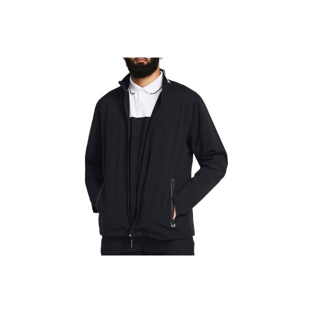 Under Armour Solid Color Casual Golf Water-Resistant Long Sleeve Jacket Men Jackets Black 1383150-001