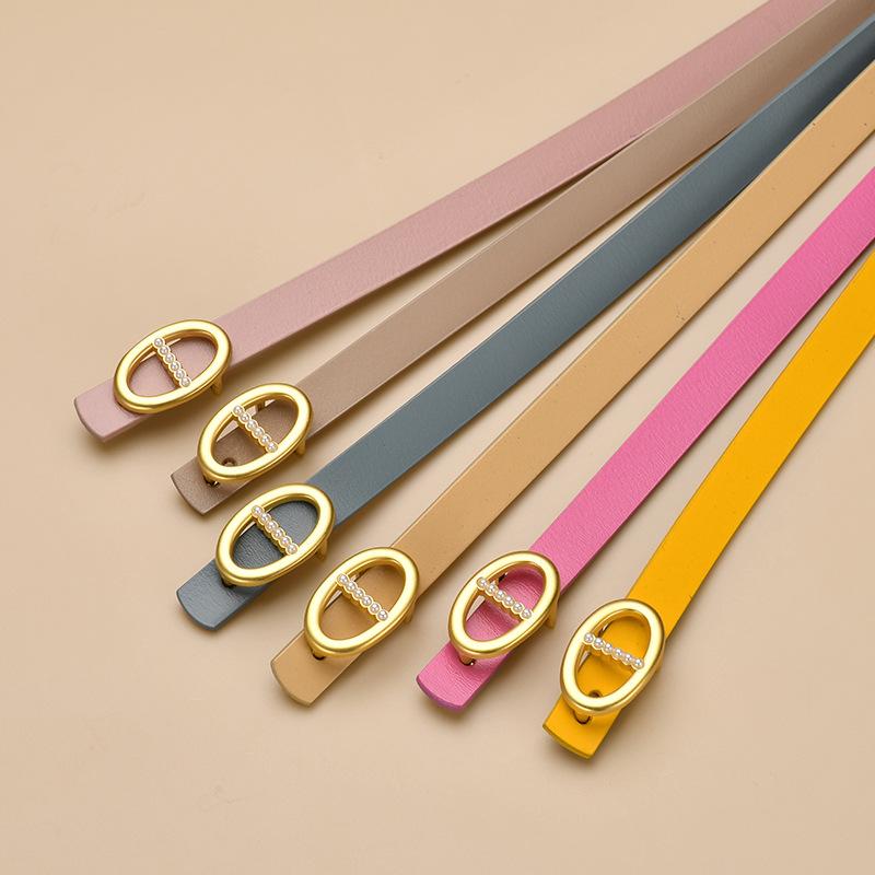 Slim Belt Women's Dress Belt Women's Retro Cowhide Hand Belt Belt Belt Belt