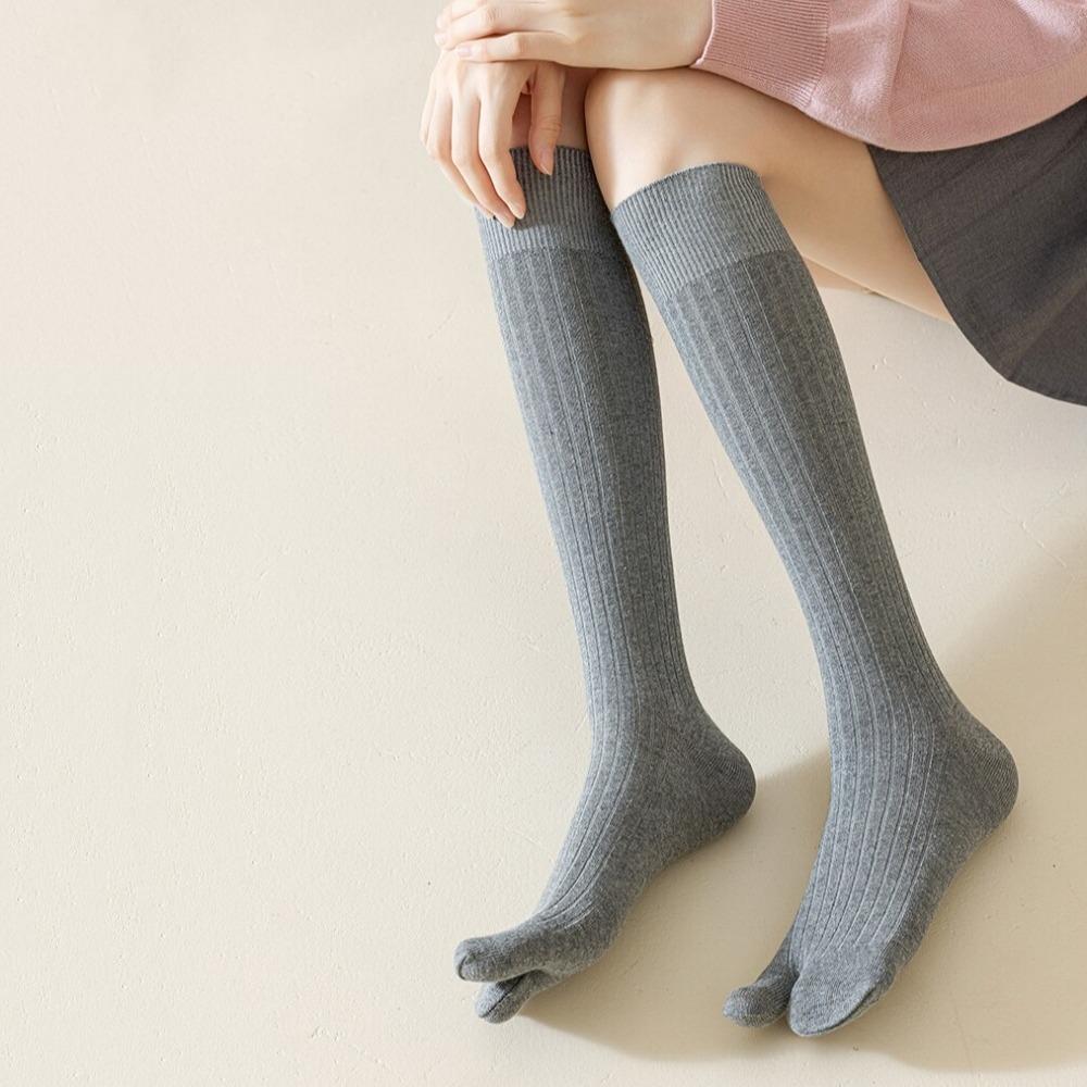Knee High Two Toe Stockings Thin Separate Toe Socks All Match JK Calf Long Socks Girls