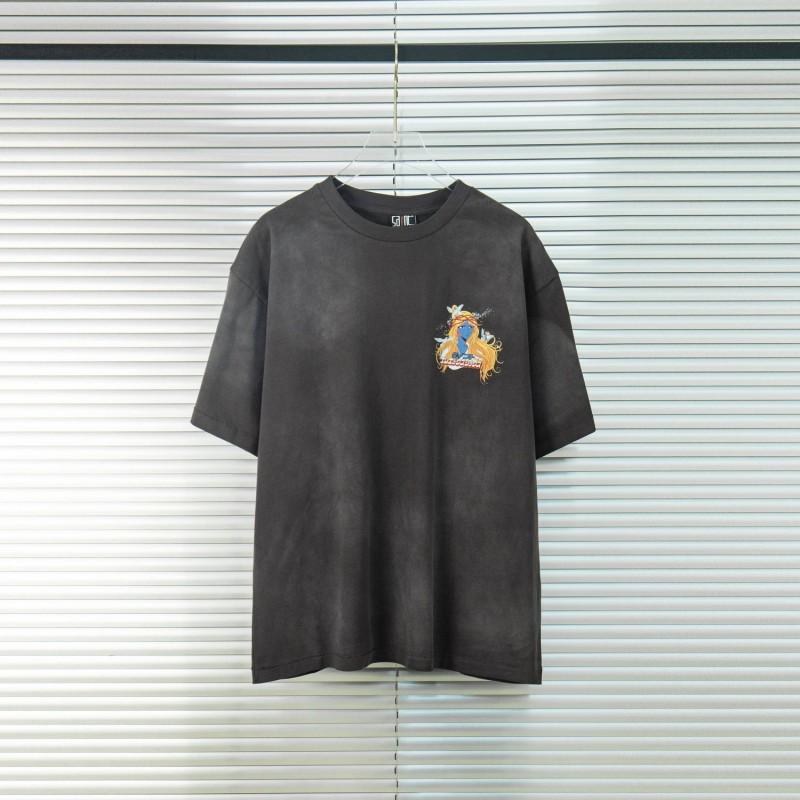 Unisex Distressed Oversized Cotton Tee With Saint Michael Graphic Print Casual Loose Fit T-Shirt