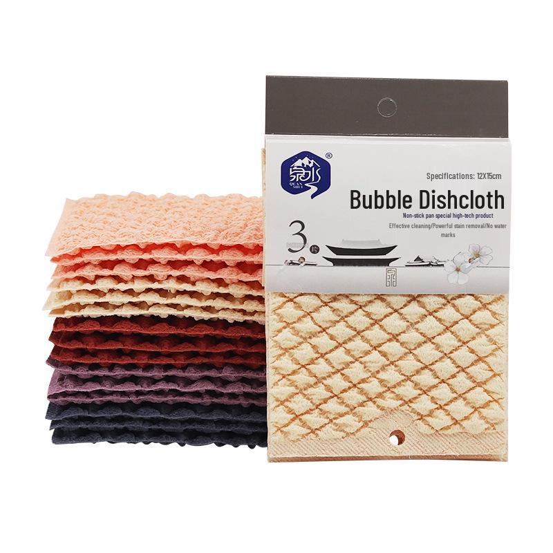 Double-Sided Bubble Grid Dishcloth - Korean Moonlight Cleaning Sponge