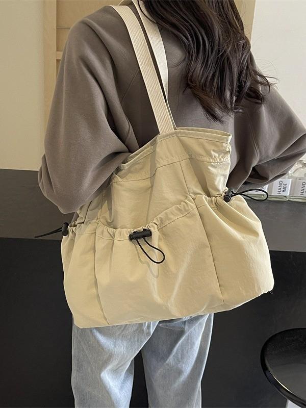 Nylon Casual Shoulder Bag With Wrinkled Design And Large Capacity For Travel And Daily Use