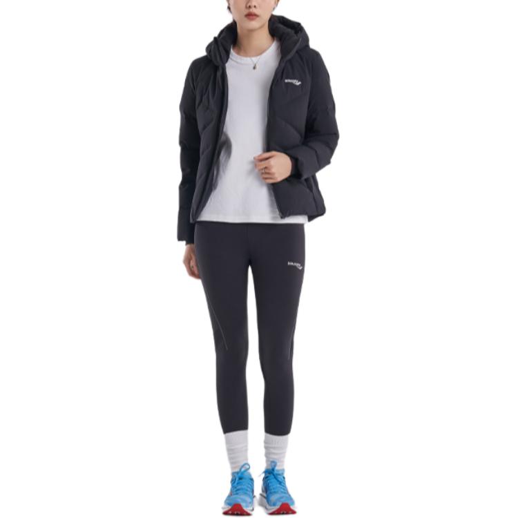 SAUCONY Solid Color Casual Hooded Long Sleeve Down Jacket Women Outerwear Black SC1220003-3