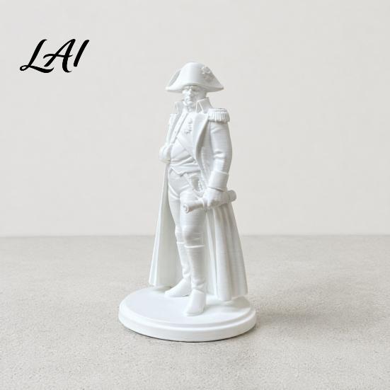 DIY Paintable Statue 3D Printed Napoleon with Military Coat Turban & Scroll Vintage Historical Desktop Decor Matte White Figurine Figurine,
