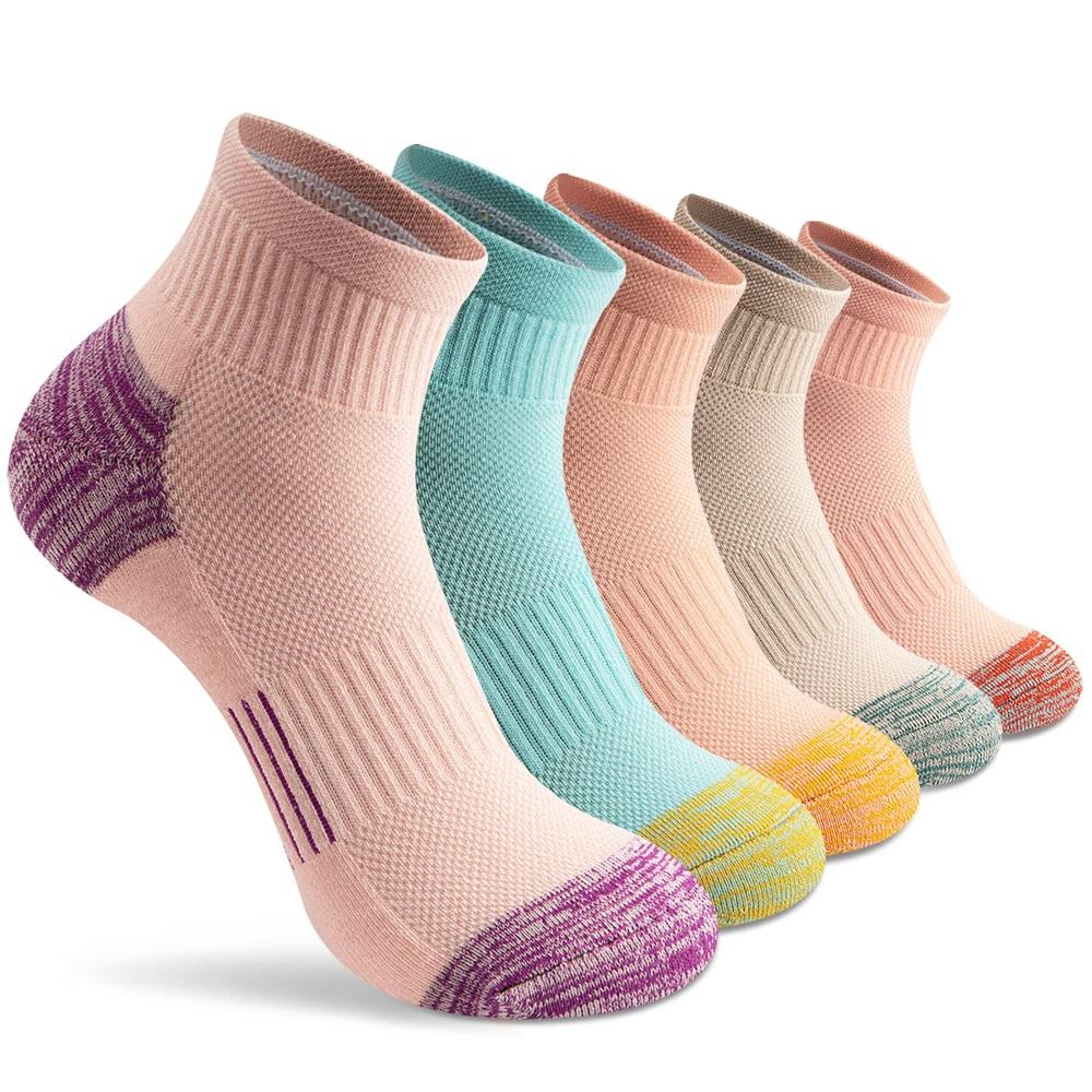Womens Ankle Anti-blister Thick Cushioned Cotton Wicking Hiking Athletic Running Socks 5 Pairs