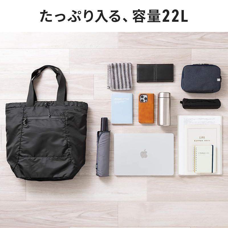 Used [Sanwa Direct] Folding Backpack Tote 2WAY Lightweight Water Repellent 22L Eco Bag Pocketable Mobile Backpack 200-BAGBP033BK 0