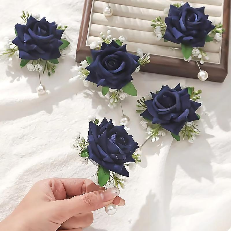 2PCS/Set Corsage Bridesmaid Accessories Party Jewelry Bridal Artificial Rose Gorgeous Wrist Corsage Elegant Multi-Color