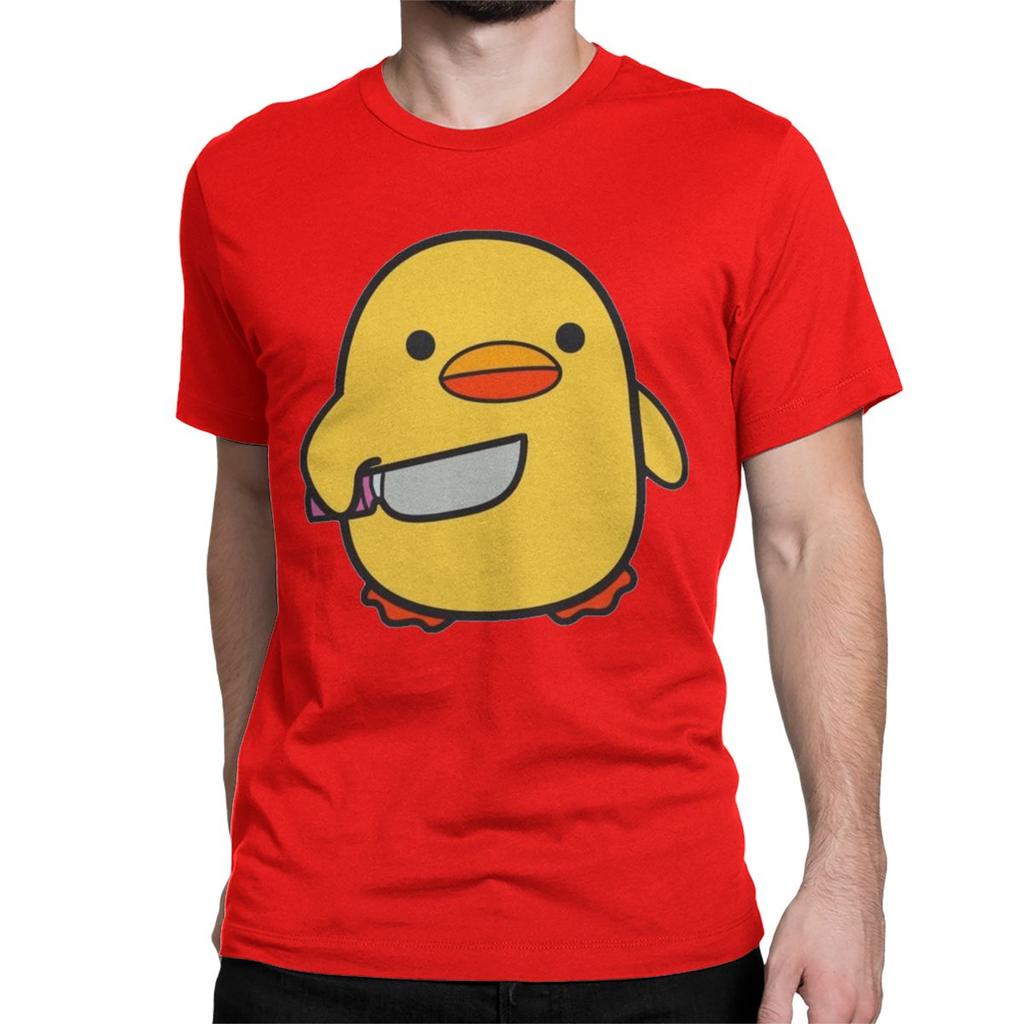 Lustige Ente mit Messer T-Shirts für Unisex Damen Neuheit Baumwoll-T-Shirt O-Ausschnitt Kurzarm T-Shirts Geschenk Kleidung Unisex
