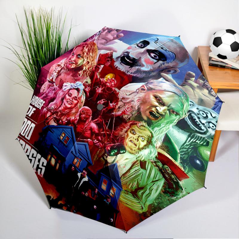 Clown Horror Umbrella Folding Umbrella, Automatic Umbrella 8-Frame for Travel, Camping Use Gift for Halloween Christmas