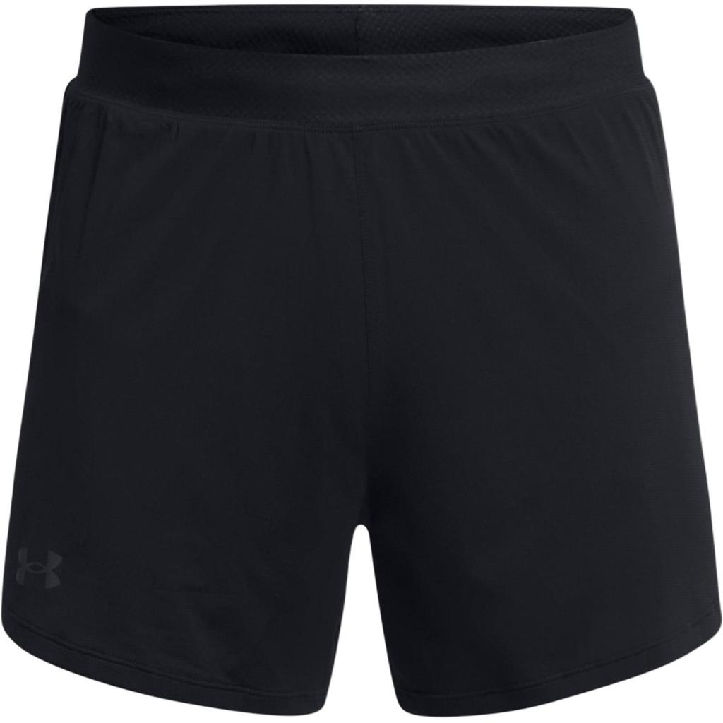 Under Armour Launch Elite Logo Print Solid Color Elastic Mid Waist Three Quarter Casual Shorts Men shorts Black 1382646-001