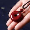 Purple Gold Sand Cinnabar Peace Buckle Pendant Necklace for Men and Women