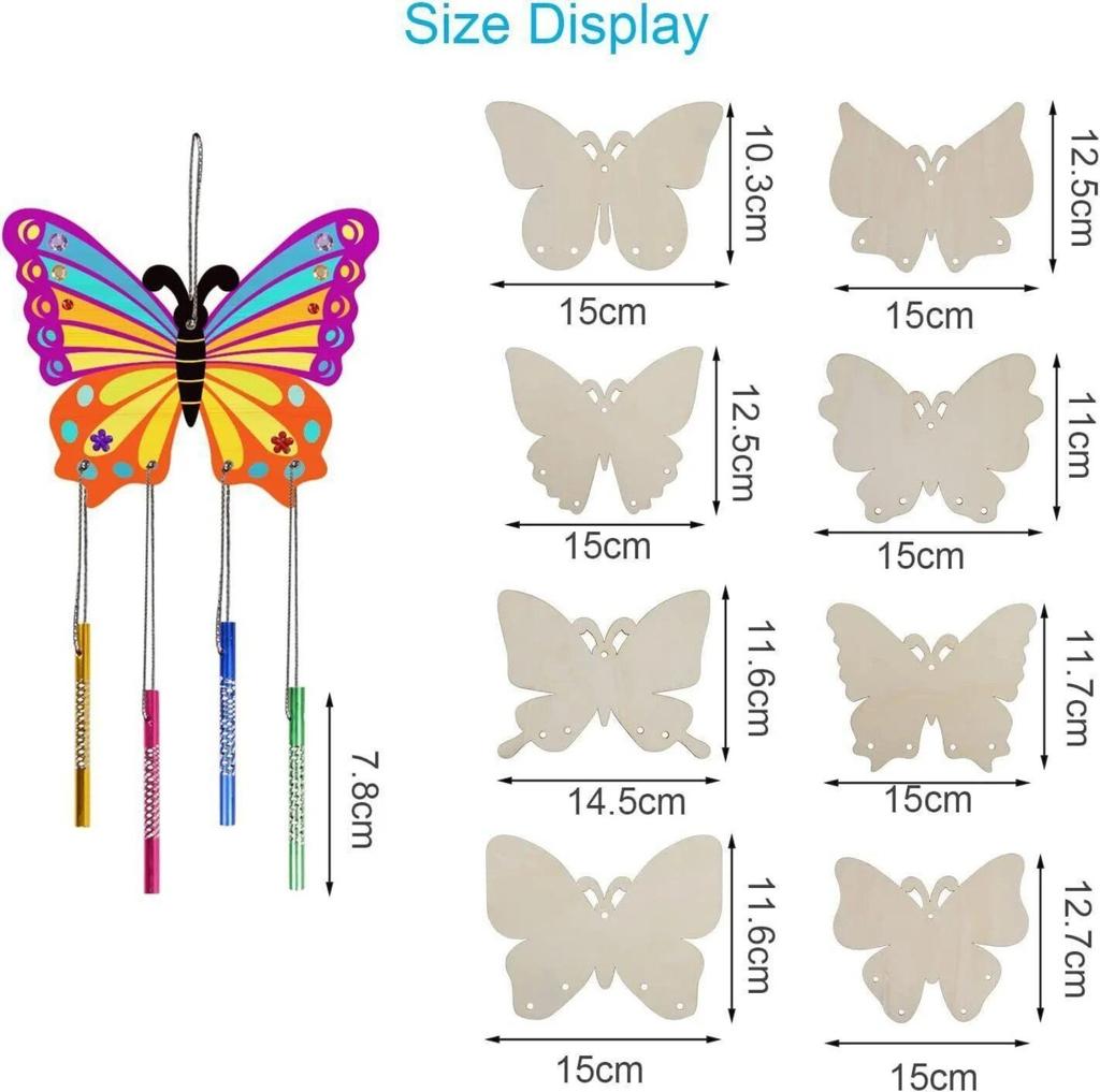 Christmas Butterfly Pirate Wooden Wind Chime for Kids DIY Classroom Hanging Craft Decora