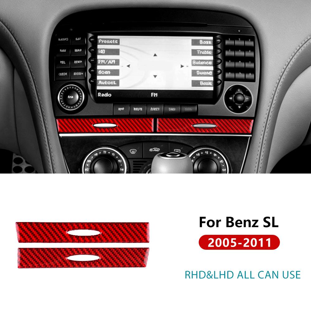 Real Soft Carbon Fiber Sticker For Mercedes Benz SL Class R230 2005 2006 2007 2008 2009 2010 2011 Car Central Control CD Panel