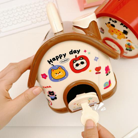 Cartoon House Piggy Bank with DIY Sticker Coin Cash Storage Jar Container Children Money Saving Box Decoration Boys Girls Gift