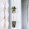 M-Modern-Macrame Double Plant Hanger Indoor Outdoor 2 Tier Hanging Planter Cotton Rope 4 Legs 67 Inch