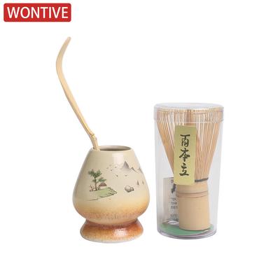 3-5pcs Set Faraway Mountain Matcha Set Ceramic Kiln-Formed Teaware Accessories Matcha Bowl Bamboo Stirrer Tea Culture Kit Gifts