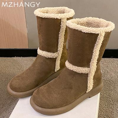 Fashion Fur Flats Women Ankle Boots Suede Fashion Winter Cozy Shoes Woman 2025 Trend New Brand Designer Casual Walking Snow Botas Femme