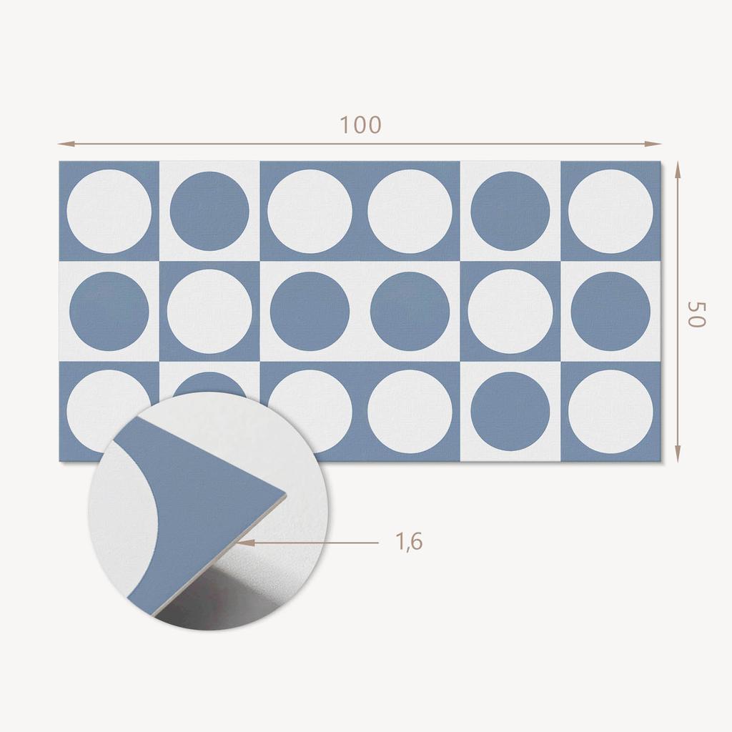 Self-adhesive Vinyl Panel with Print for Bathroom 100x50 cm Geometric Circles in a Grid