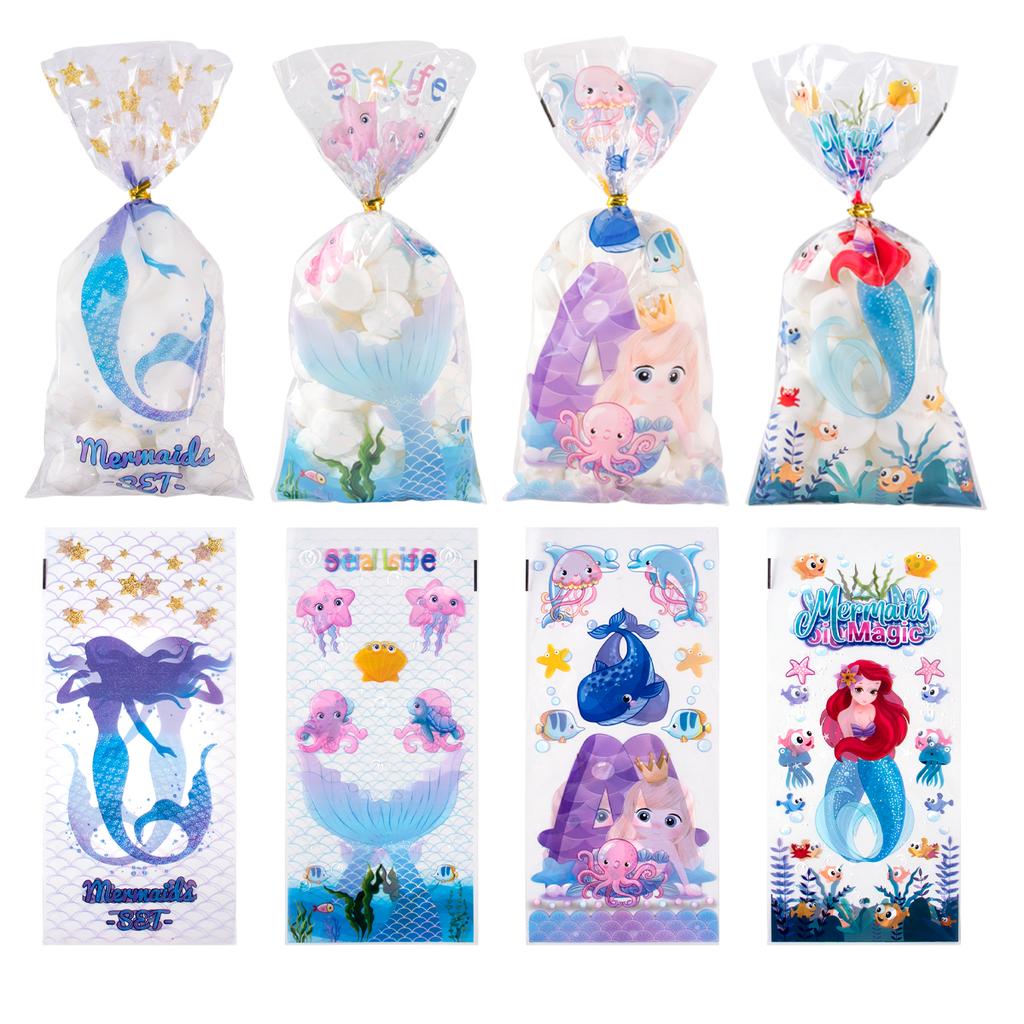 50pcs Jungle Safari/Dinosaur/Unicorn Party Gift Bags Plastic Candy Treat Bag Party Decorations for Kids Birthday Baby Shower