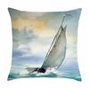 Beautiful Oil Painting Sail Sailing Landscape Print Pattern Cushion Cover Home Living Room Sofa Decoration Pillow