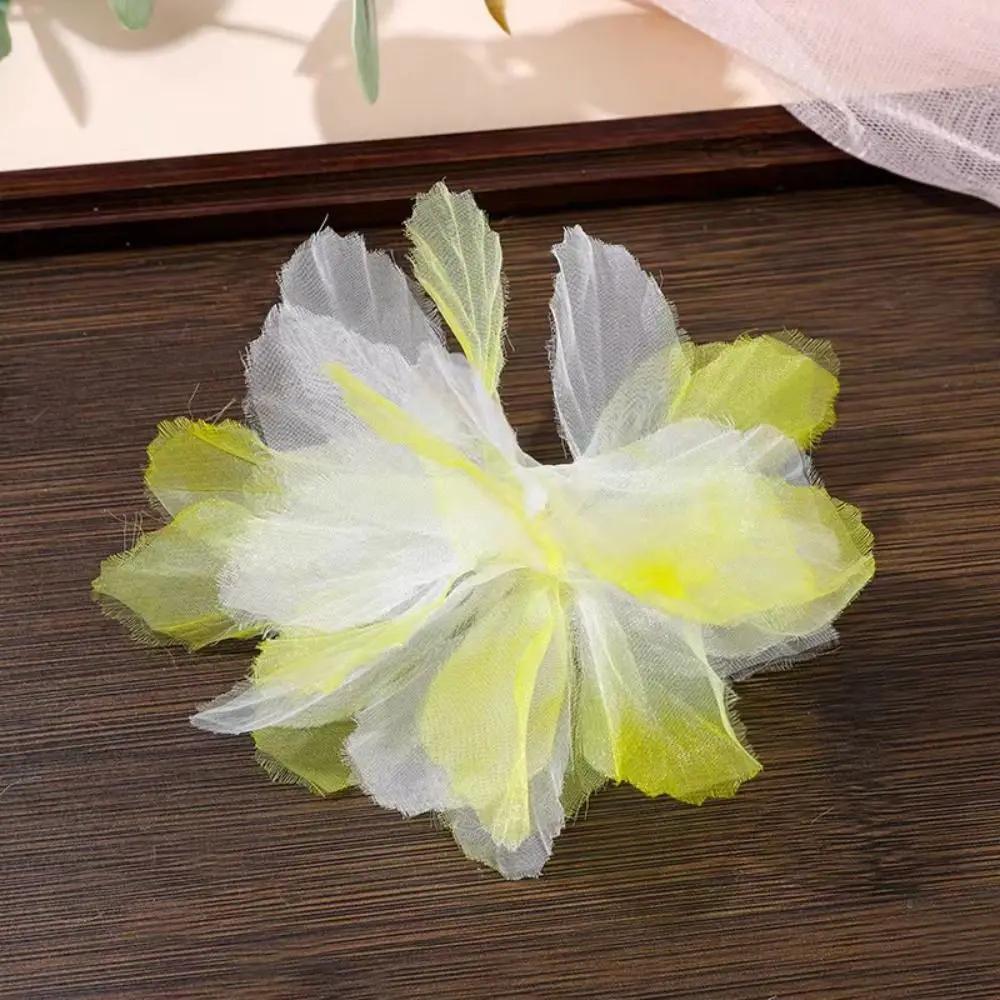 14cm 3D Organza Flowers DIY Silk Flower Lace Patches Applique Wedding Dress Accessories Gradient Lace Trim Sewing Accessories