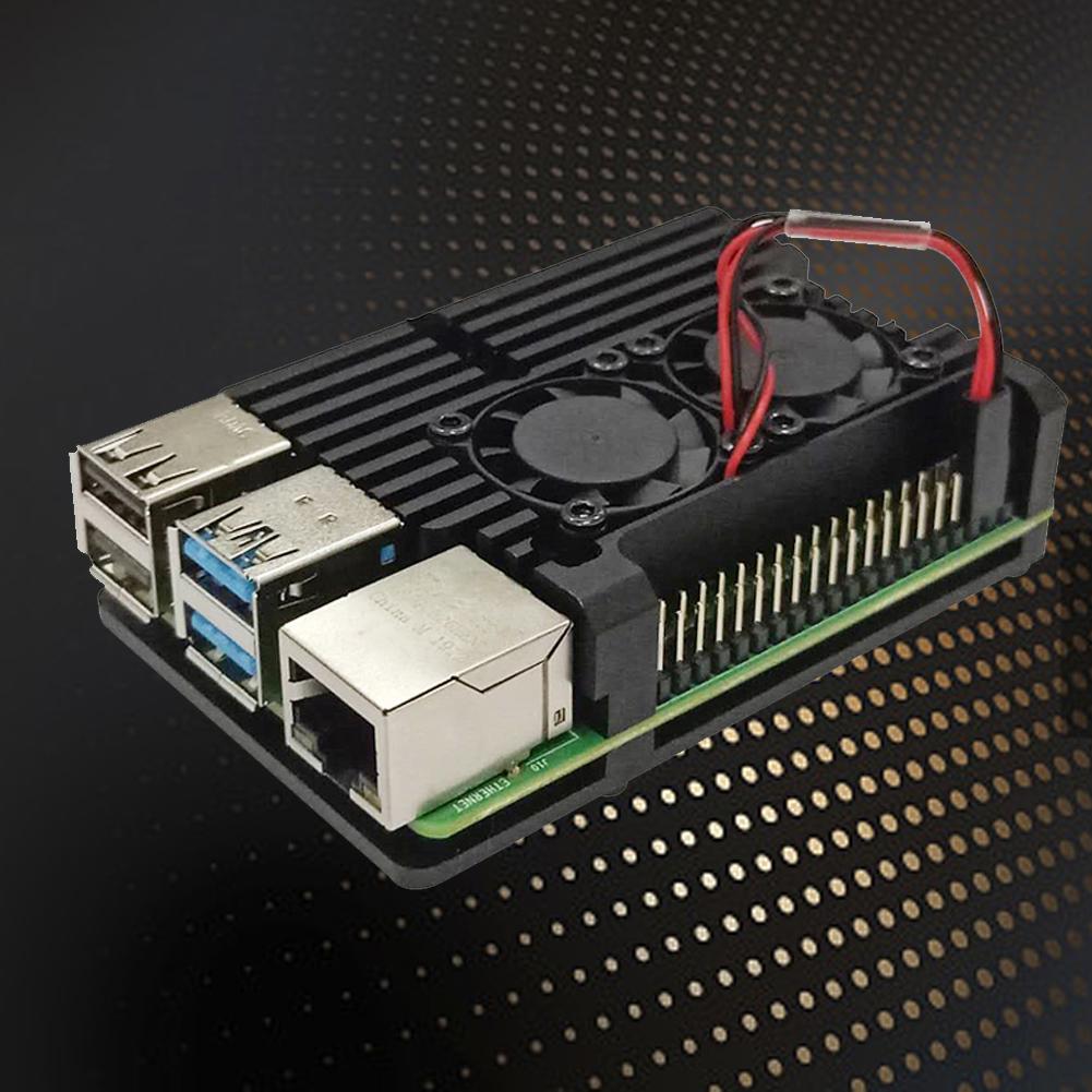 Black Aluminum Alloy Case Ultra Thin Design Fit for Raspberry Pi 4 Model B B Heat Dissipation