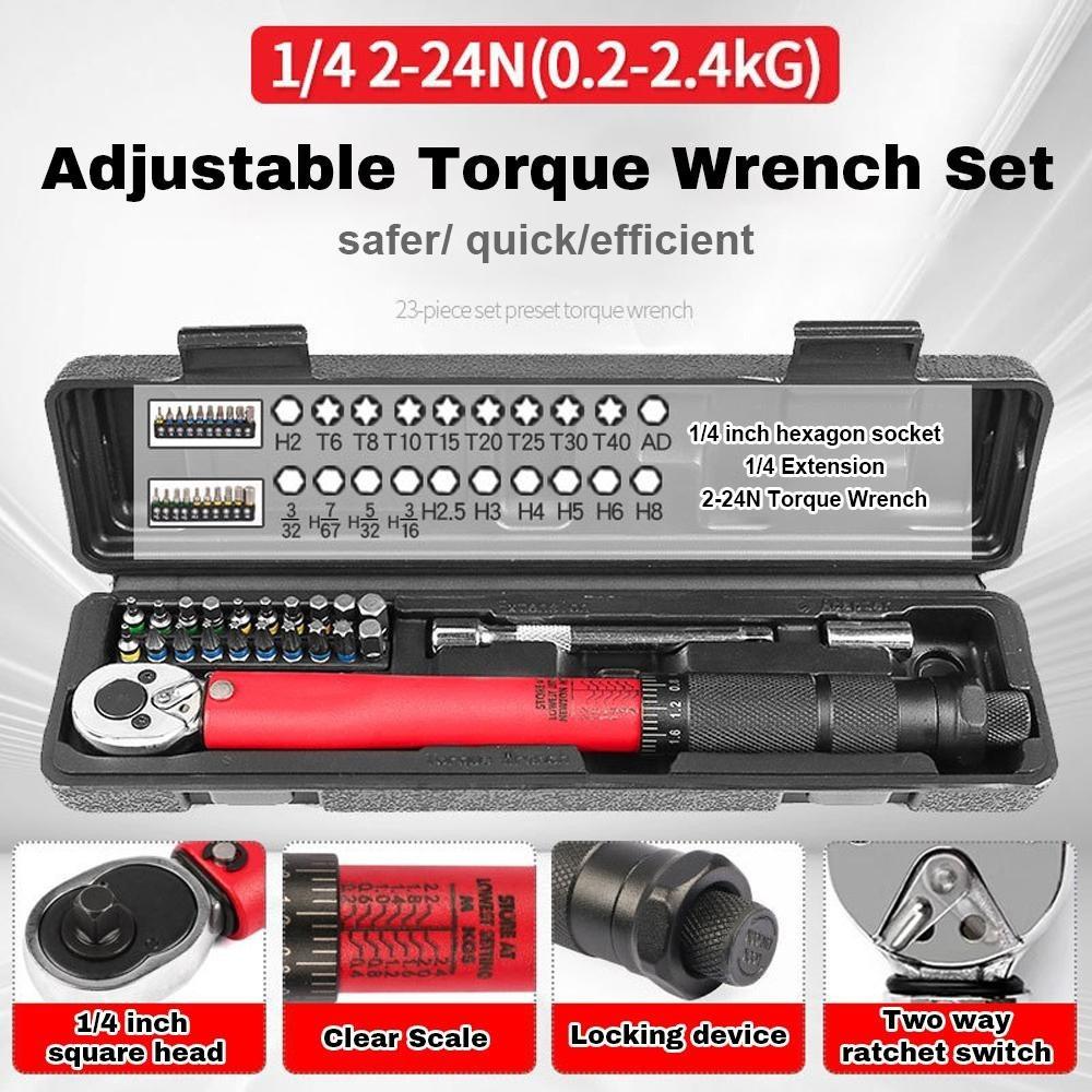 1/4Inch 2-24N.m Portable Drive Spanner Kit Hand Tool Bicycle Motorbike Car Repairing Accessory Adjustable Torque Wrench Set