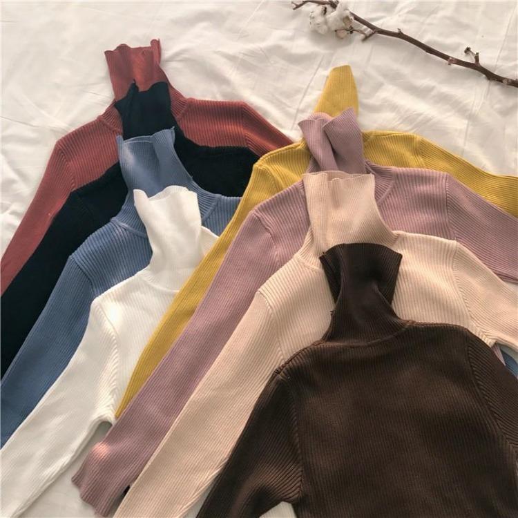 Soft Knitted Turtleneck Sweater Women Long Sleeve Pullover Tops