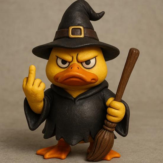 Wizard Duck Figurine Resin Middle Finger Ducks Tabletop Centerpiece Halloween Collectible Ornament for Home Decor