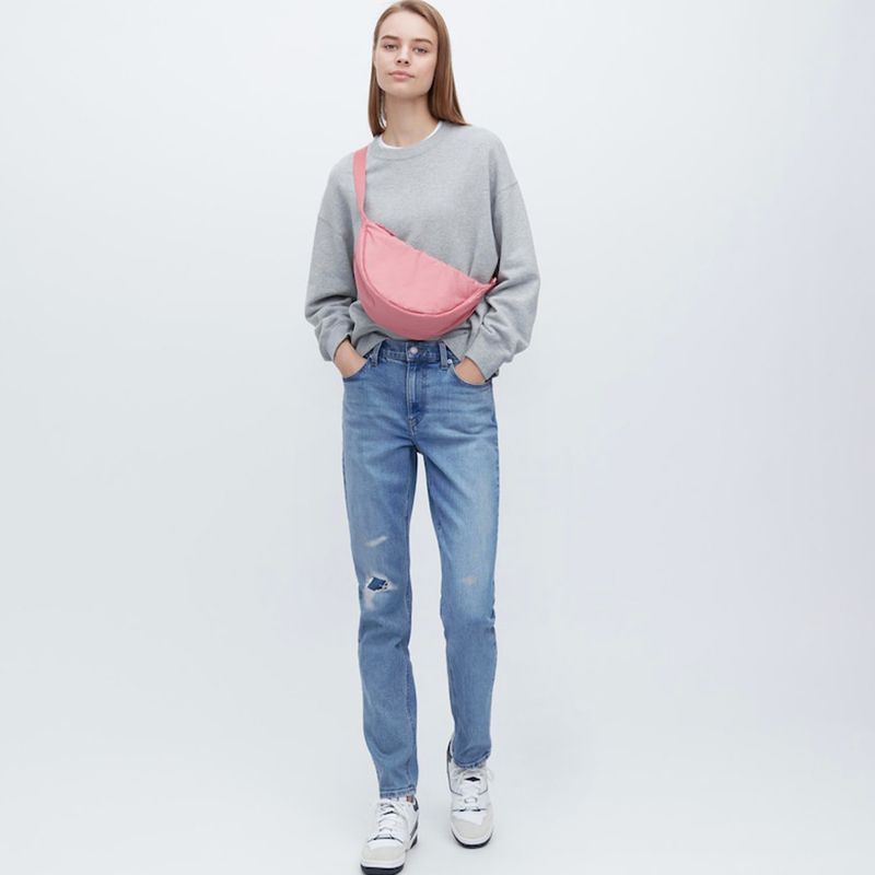 

2 Pieces 90% off Big Brand U Pure Cotton Export Cut Label Loose Straight-leg Hole & Patch Girlfriend Micro-Elastic High Waist Denim U Home light blue hole patch Straight-leg(X5Z2) 35