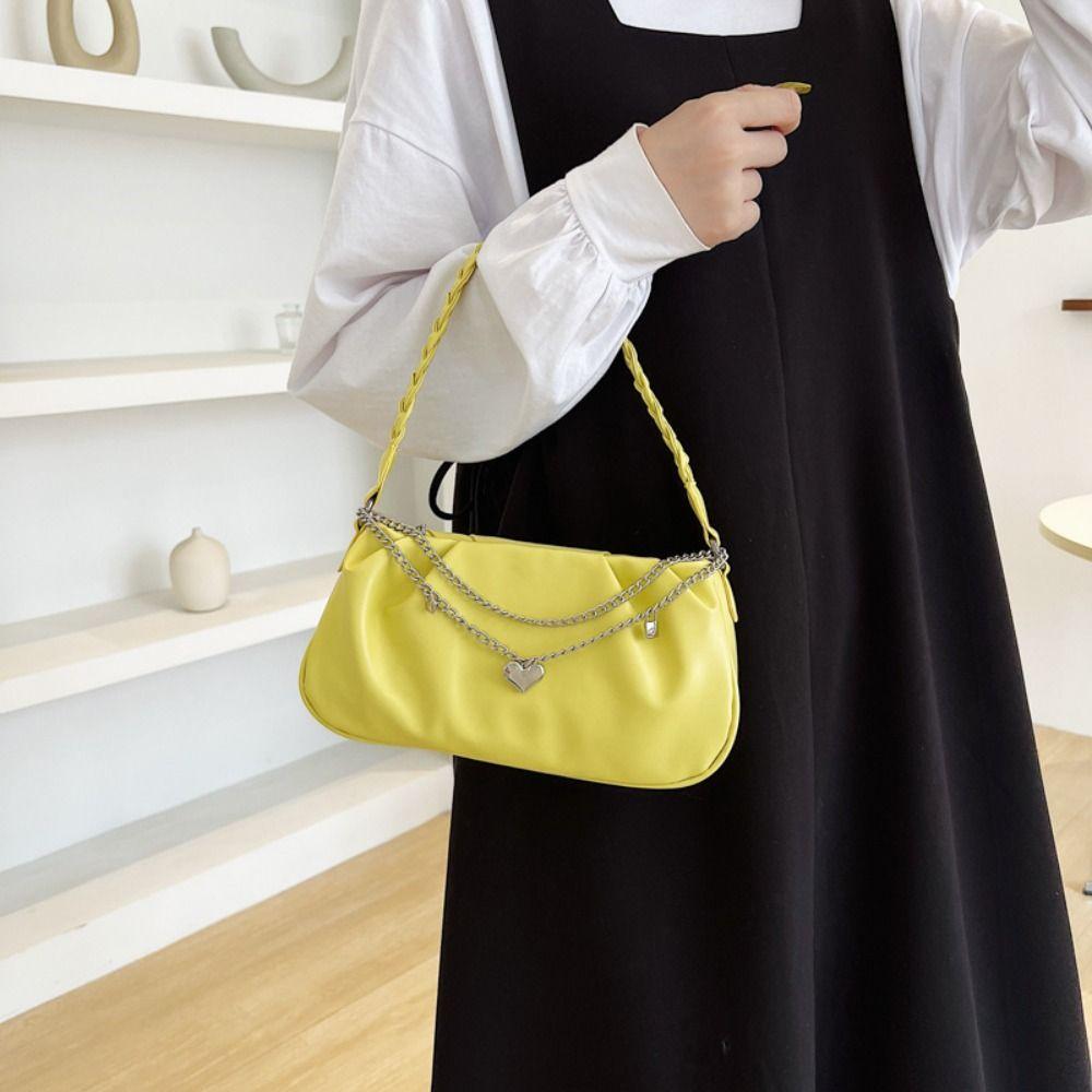 Sweet PU Leather Shoulder Bag Pleated Small Tote Bag Ins Cloud Square Bag  Travel