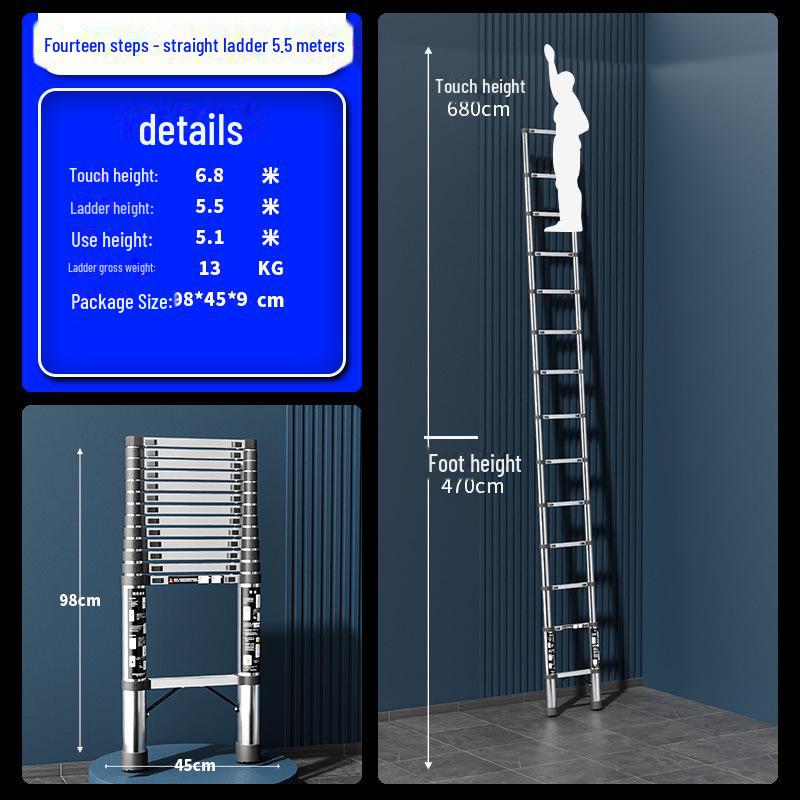 Multifunktionale Teleskop-Klappleiter aus Edelstahl