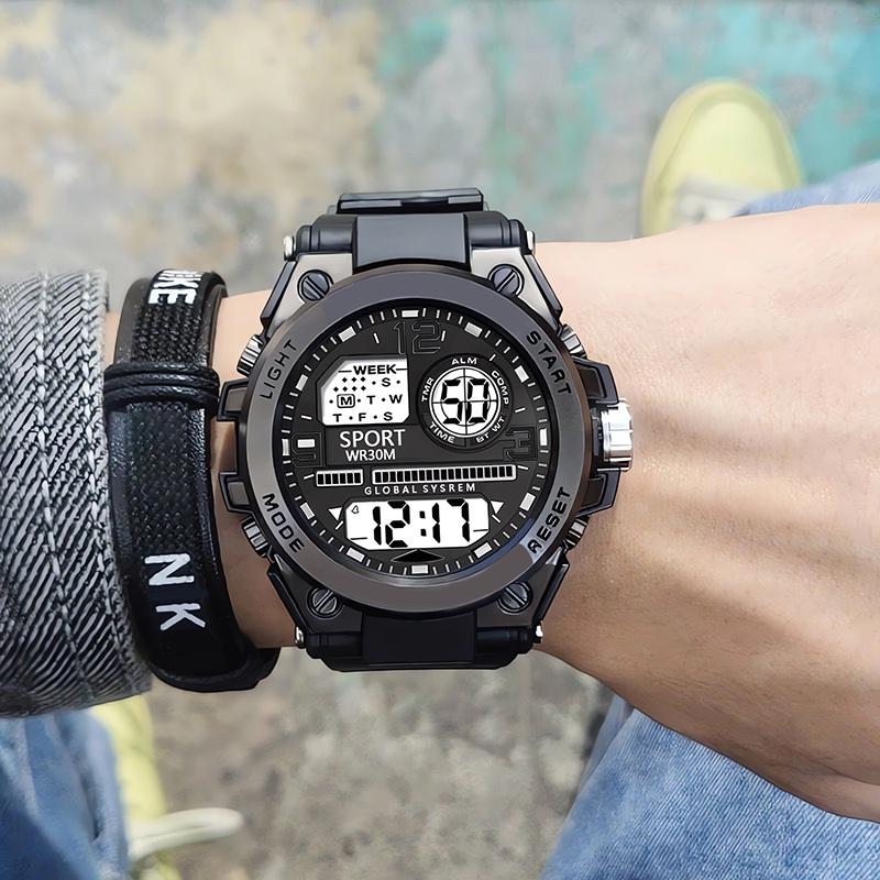 Relojes Deportivos para Hombre Militar Multifunción Digital 3Bar Impermeable Luminoso Despertador Reloj de Pulsera Electrónico para Hombre